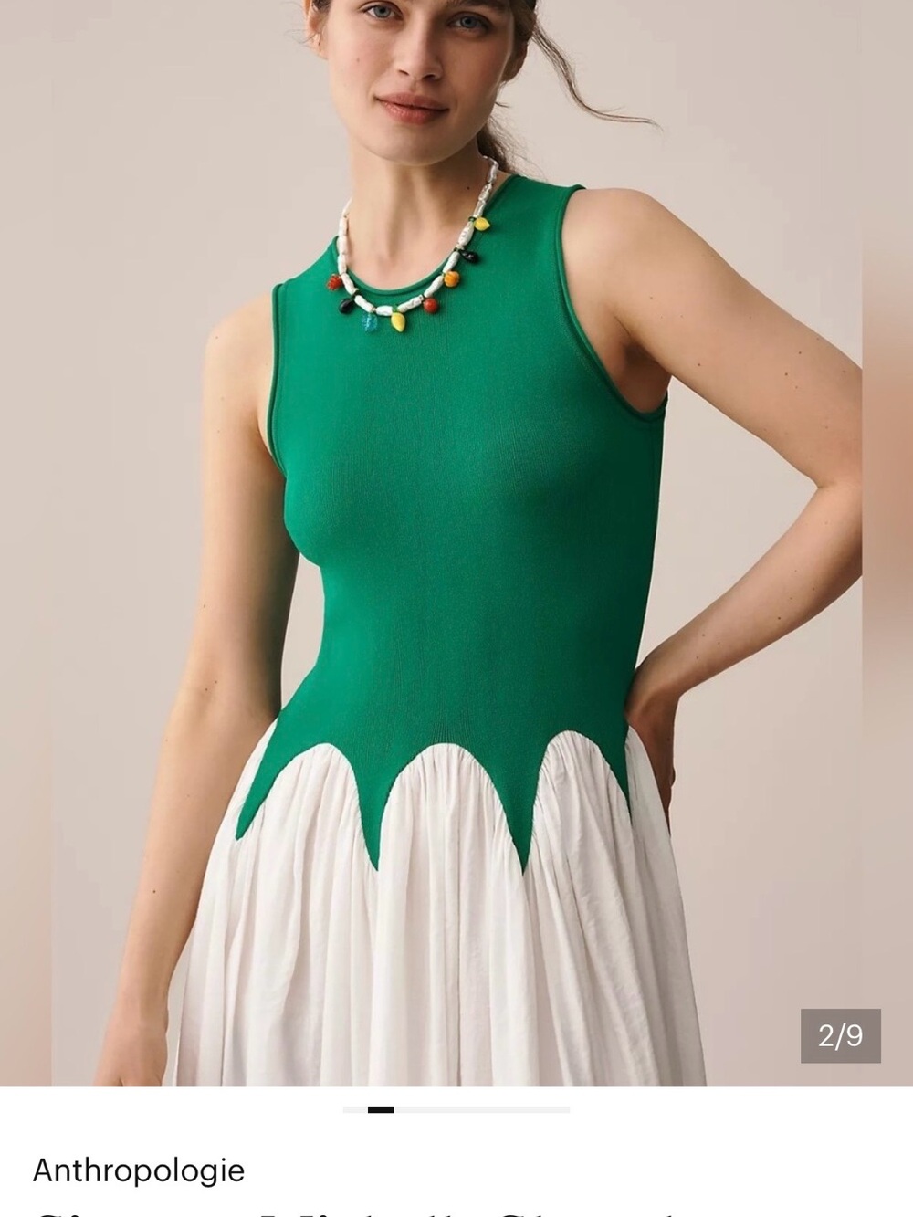 Anthropologie Emerald Green Ribbed Tank Dress - Picture 3 of 9